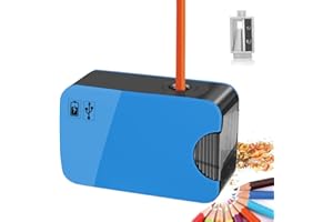 Temperamatite Elettrico AOBETAK Batteria E Usb Alimentazione Temperino Automatico Con Serbatoio Electric Pencil Sharperner Per Matita Da 6-8 Mm Per Scuola Ufficio Bambini Adulti, Blu