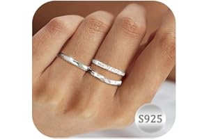 Aidenn 3Pcs Silver Rings for Women Adjustable Stacking Cubic Zirconia 925 Sterling Silver Ring Set Statement Thumb Rings for Women Jewellery Gifts