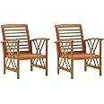 vidaXL Solid Acacia Wood 2x Garden Chairs Furniture Wooden Outdoor Seating Patio Terrace Seat Dining Dinner Slatted Chairs Armchair Set