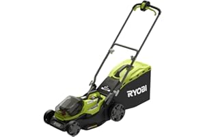 RYOBI - Tondeuse Brushless Sans Fil 18V ONE+ RY18LMX37A-150 – Largeur Ø37cm, 1 Batterie 5.0Ah + Chargeur, Mulching ou Ramasse, Bac semi-rigide 45L, Réglage Centralisé, Idéale 300-500m²