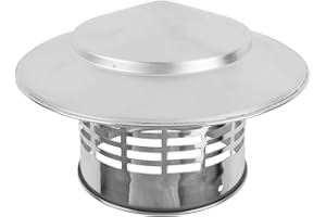 UTTASU Stainles Steel Chimney Cap, Metal Chimney Cowl with Bird Guard, Vent Cover Cap, Rain Snow Hat, Mesh Protector(A110mm)