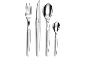 LOU LAGUIOLE - Ménagère 24 couverts de table pour 6 personnes - Montana - Acier inoxydable 18/0, Finition Brillante - Blanc