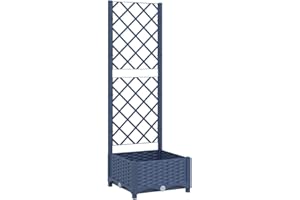 vidaXL Jardinière avec Treillis Bleu Gris 40x40x121,5 cm PP