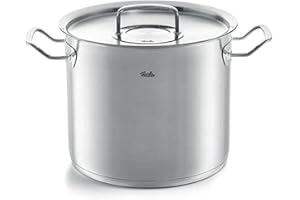 Fissler Original,Profi Collection Pentola elevata in acciaio inox 9.1 L, 24 cm, incluso coperchio in metallo, scala di misurazione interna, cottura a induzione