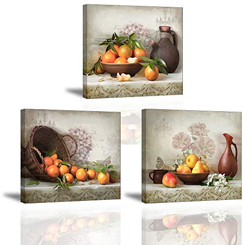 Piy painting cuadro en lienzo en cosecha de fruta naranja pinturas murales decoración impresiones de lienzo arte de la pared para sala de estar cocina dormitorio san valentin 30x40x2.5cm 3units