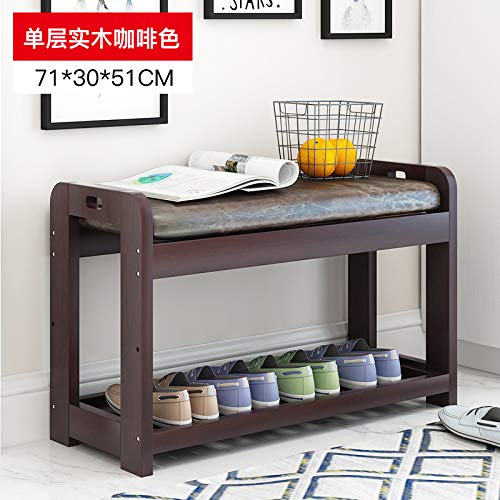 Preisvergleich Produktbild Freizeitstuhl,DASENLIN Stuhl, klassische Massivholz multifunktionale Schuhbank, Holz umweltfreundliche und leicht zu reinigen Lagerstuhl, Home Schuhregal Sofabank, B 70cm braun