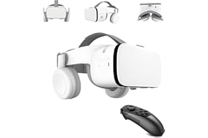THAFIKZI VR Headset for Phone, VR for Movies & Games Foldable 3D Virtual Reality Glasses Bluetooth VR for iPhone/Android Phones with 4.7-6.5’’ Screens, Great for Kids and Adults (White)