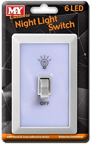 MY night light 6 LED lights - looks like a light switch - battery operated torch - ideal childs night light or camping, garage light in WHITE