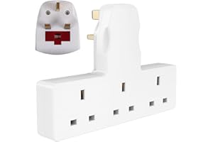 FADII Plug Adapter,3 Way Plug Adapter UK Multi Plug Adaptor,Surge Protector Extension Plug Triple Plug Extender Multiplug Socket Adapter,3 Pin Plug Extension