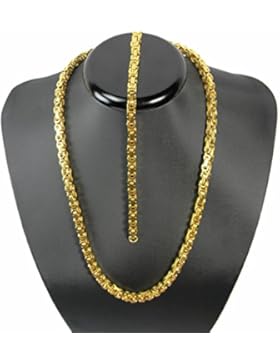 Luxus Königskette Gold Farbe Panzerkette Edelstahl Kette Punk Rock Tribal Hip Hop Funk Rocker Collier Biker Halskette...