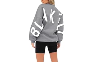LSEEKA Backprint Hoodie Damen Mit Blakely Aufdruck Oversize Pullover Mit Kapuze Sweatshirt Baumwolle Freizeit Kapuzenpullover Langarm Oberteile Langarmshirt Tops