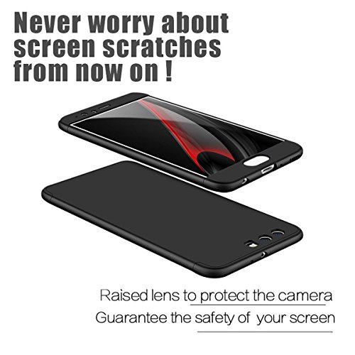 Carcasa Huawei P10Plus  Qissy   3 in1 Todo incluido Anti-Scratch Anti-huella dactilar a prueba de choque 360 PC Protective Case Cover Skin para Huawei P10 Plus  negro 