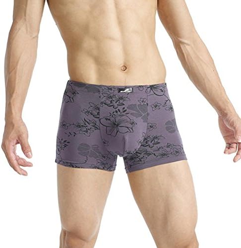 Mens Trunks Printed Flat Pants Bamboo Fiber Low Waist Boxer Breathable Modal Large Size Pack Of 4 , C , xxxl