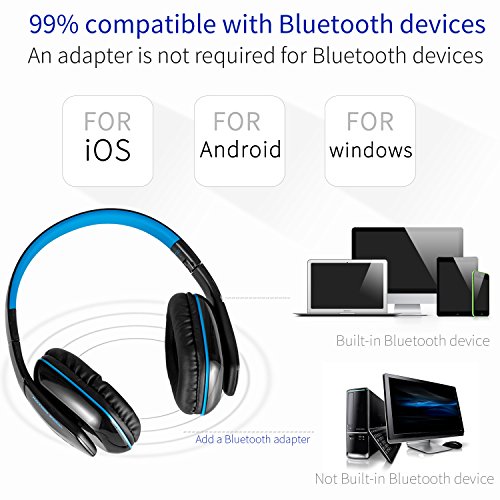 KOTION EACH Auriculares Bluetooth Wireless Headset B3506 Plegable Gaming Headset v4 1 con Microfono para PS4 PC MAC Smartphones Ordenadores Negro Azul 