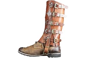 DARABUN Vintage Beinschutz Gamasche - verstellbare PU Leder Schnalle Schuhe Abdeckung Mittelalter Stiefel Gamaschen Wandern Schienbeinschutz Rüstung für Männer Frauen, Cosplay Kostümzubehör