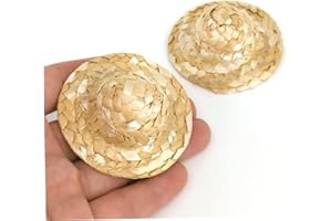 Rosojodg Puppenstrohhut Miniatur Strohhut 1:12 Maßstab Mini Stroh Strickmütze Puppenhaus Zubehör DIY Bastelbedarf Party Hüte und Zubehör