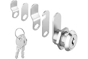 zoerbufan Cerradura De Buzón, Cerradura de Levas 16mm, Cerradura De Palanca, Cerradura de Muebles con 2 Llaves y Viene 5 Placas Diferentes, Acero Inoxidable Fundido a Presión