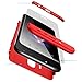 Produktbild Karomenic 360 Grad Hülle + Panzerglas kompatibel mit Samsung Galaxy J4 2018 Hart PC Schutzhülle 3 in 1 Full Body Rundumschutz Stoßfest Ganzkörper Bumper Handyhülle Hardcase Cover,Rot
