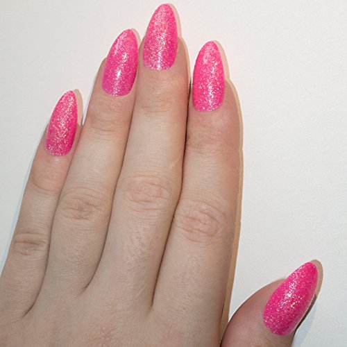 Bling Art Stilett Falsche Nägel Gel Acryl Rosa-Gel Glitter Mittel Tipps UK - 5