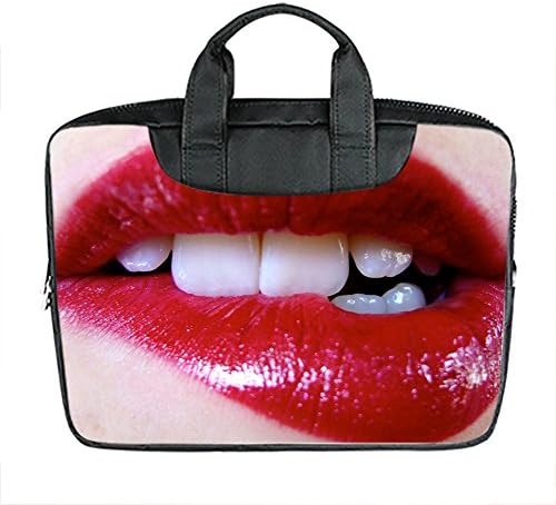 Private Custom 13.4 Inch Imported Fabric Laptop Stylish Portable Shoulder Messenger Business Bag Diy Red Lips Design