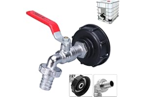 WOOLUCK Robinet d'écoulement IBC 3/4" avec Raccord de Tuyau et Adaptateur, Filetage Grossier S60X6 Adaptateur de réservoir de vidange IBC pour Robinet Cuve 1000L