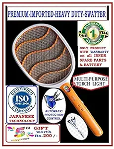 Shrimate Emart Electric Rechargeable Mosquito Racket With LED Torch (Multicolor)