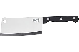 KitchenCraft World of Flavours Chinese Meat Cleaver Knife, Fully Forged Stainless Steel, Chinese Chef's Knife 14 cm (5.5"), Silver / Black
