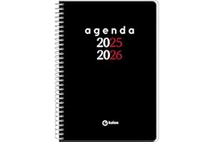 Q Kalon - Agenda Escolar 2025 2026 - Semana Vista, Tamaño A5 (15x21 cm), Español e Inglés, Septiembre a Junio, Cierre de Espiral, Tapa Flexible con Plástico Protector - Planner