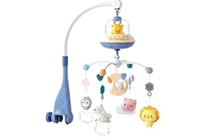 CATERBEE Mobile pour lit bébé avec musique, lumières et télécommande (Blue)