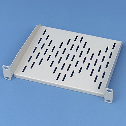 10″ Fachboden 1 HE für Netzwerkschrank 200mm tief, bis 16kg RAL 7035 Lochblech - 2