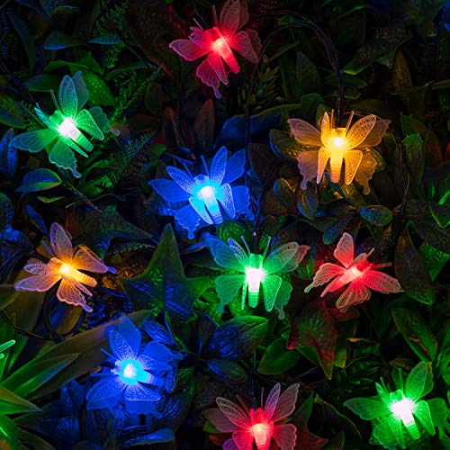 Preisvergleich Produktbild Lights4fun 10er LED Solar Lichterkette Schmetterling bunt