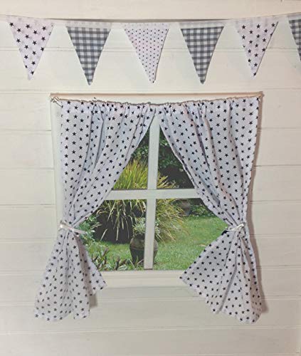 Preisvergleich Produktbild Vorhänge für Kinderspielhaus, schwarze Sterne, inklusive Befestigungsmaterial, Wendy-Haus