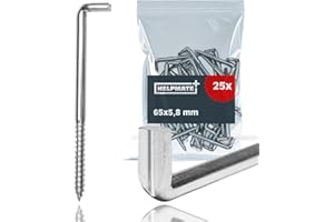 HELPMATE – Schraubhaken gerade mit Schlitz 65x5,8x35x18 mm – galvanisch verzinkter Stahl – 25 Stück – Schlitzhaken für die Wandmontage