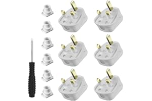 FLARE LIGHTING Pack of 6 UK Plugs 3 Pin with 13 AMP (White), Fused Plug, Heavy Duty Electrical Plug, Durable for Electrical Appliances, 240V, Rewireable Plug