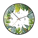 Wanduhr, Dekorative Gemälde Mode Kreativ Geschenk Einfach Modern Metall Grüne Pflanze Frisch Kranz Leise Innen Draussen Batteriebetrieben 12 Zoll 30 cm (größe : B)