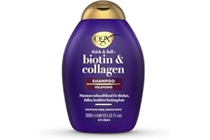 OGX Szampon Biotin & Collagen (385 ml), biotyna, kolagen i hydrolizowane białko pszenicy, bez siarczanów i parabenów, wzmacniacz i teksturyzator do włosów (opakowanie może się różnić)