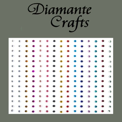 225 x 2mm Mixed Diamante Self Adhesive Rhinestone Body Nail Vajazzle Gems - created exclusively for Diamante Crafts