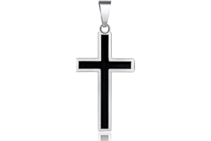 DonDon Pendentif croix pour homme en acier inoxydable bicolore livré dans une pochette cadeau noire.