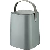 Coverest Tutma Saplı İ&ccedil; Kovalı Tezgah &Uuml;st&uuml; Mutfak &Ccedil;&ouml;p Kovası, 8 Litre, Kilitli Kapak, Click Kapak, 24x24x30 cm (GRİ, 8 LİTRE)
