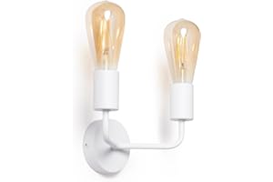 LEDKIA LIGHTING Lámpara de Pared de Metal 2 Focos Jayso Blanco E27