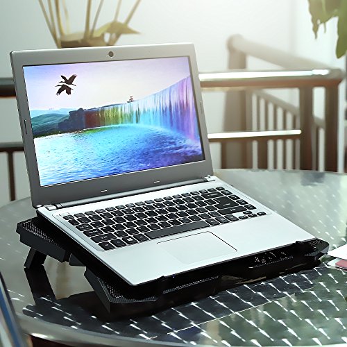 TOPQSC Laptop Kühler 15.6-17 Zoll Notebook Cooling- Pad Notebook Cooler 4 X Lüfter , 2 X USB mit 4 blauen LED-Lüfter - 9