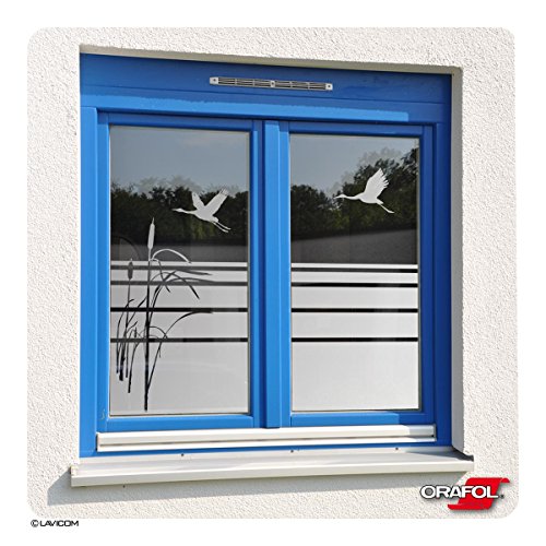 Sichtschutzfolie Glasdekor Sonnenschutz Schilf & Vögel - Glasdekorfolie von ORACAL® + Maßanfertigung