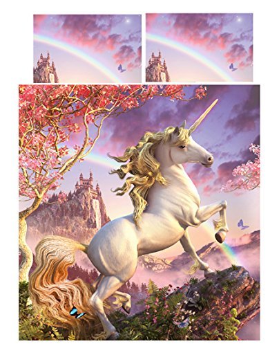 Wild Star AWESOME UNICORN Double/Twin Bed Duvet & Pillows Set Artwork by David Penfound