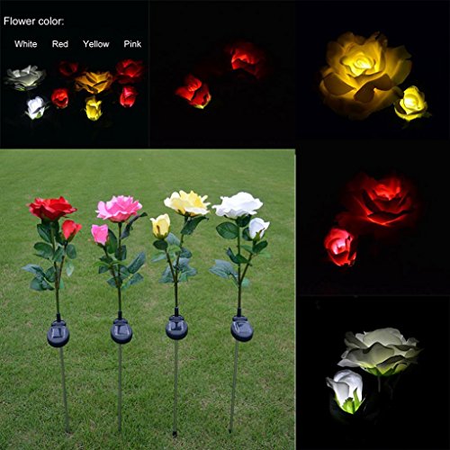 sunnymi 2 Kopf Sun Rose Licht/Solar LED Dekorative Outdoor Rasen Lampe/Gute Qualität/Automatisch Aufleuchten/ABS + Edelstahl (weiß)