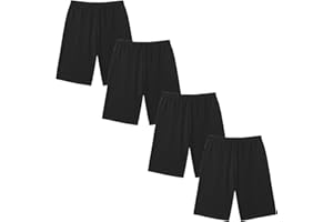 WinZero Girls Cycling Shorts Girl's Cotton Over Knee Half Length School PE Dance Summer Shorts for Kids 5-12 Years 4 Pack