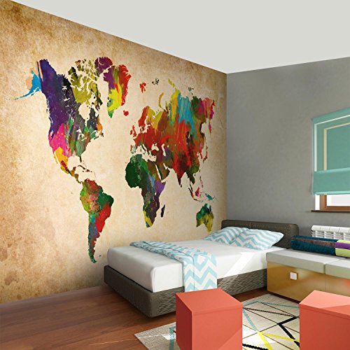 Fototapete Weltkarte 308 x 220 cm – Vliestapete – Wandtapete – Vlies Phototapete – Wand – Wandbilder XXL – !!! 100% MADE IN GERMANY !!! Runa Tapete 9015010a - 5