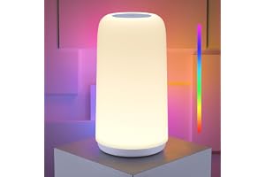 ROOTRO Lampka nocna dotykowa, [Elegancki design & tryb RGB] 3-stopniowa lampka do przyciemnienia, mała lampka do sypialni, lampka LED z ciepłymi białymi światłami, wielokolorowa inteligentna lampka