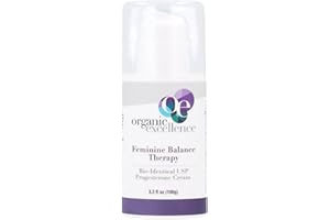 Organic Excellence Feminine Balance Therapy – Natural Progesterone Cream for Women – Hormonal Support for PMS, Perimenopause & Menopause – 85g (3oz) – Plant-Based, Fragrance-Free
