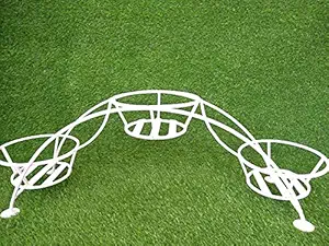 Sunrise Plant Stand 3- Tier Metal Plant Pot Stand Display Shelf Indoor Outdoor Flower Rack Holder - Planter Shelves - Home Garden Decor - White