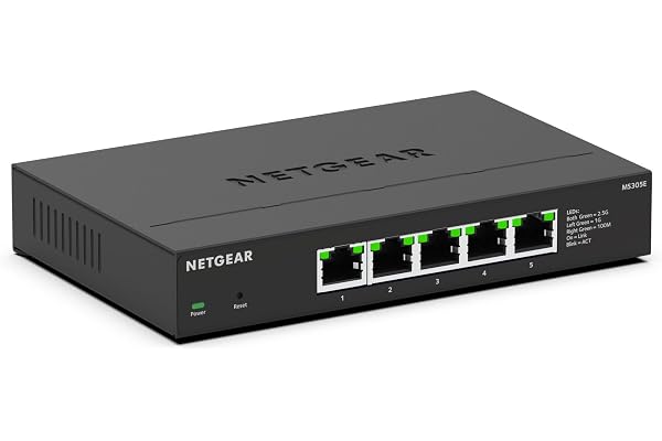 NETGEAR (MS305E) Switch Plus 5 Ports Multi-Gigabit Ethernet - manageable avec 5 x 1G/2,5G, Bureau ou Fixation Murale et Protection de 5 Ans